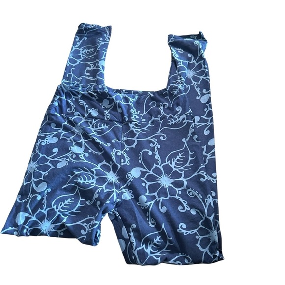 Lularoe womens OS (2-12) Blue Floral Leggings New no tags - Picture 2 of 5